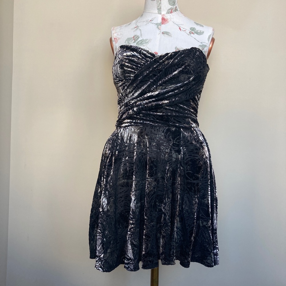 Topshop Metallic Velvet Minidress